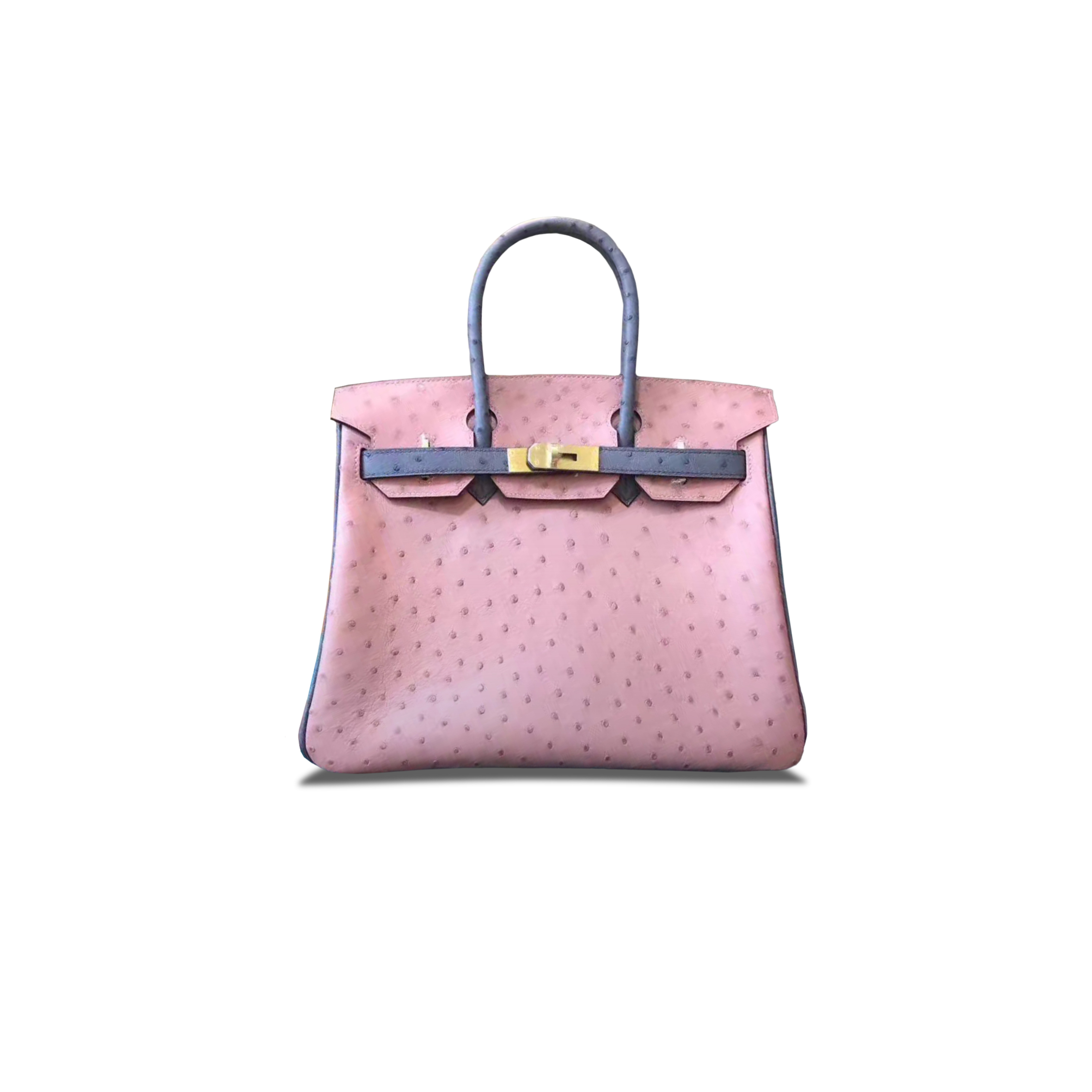 H**mes master birkin 25 ostrich leather ceramic pink and iris purplegold buckle h041944ck57 (25*20*13cm)
